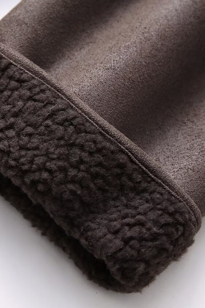 Luxurious Faux Shearling Collared Casual Coat for Comfort