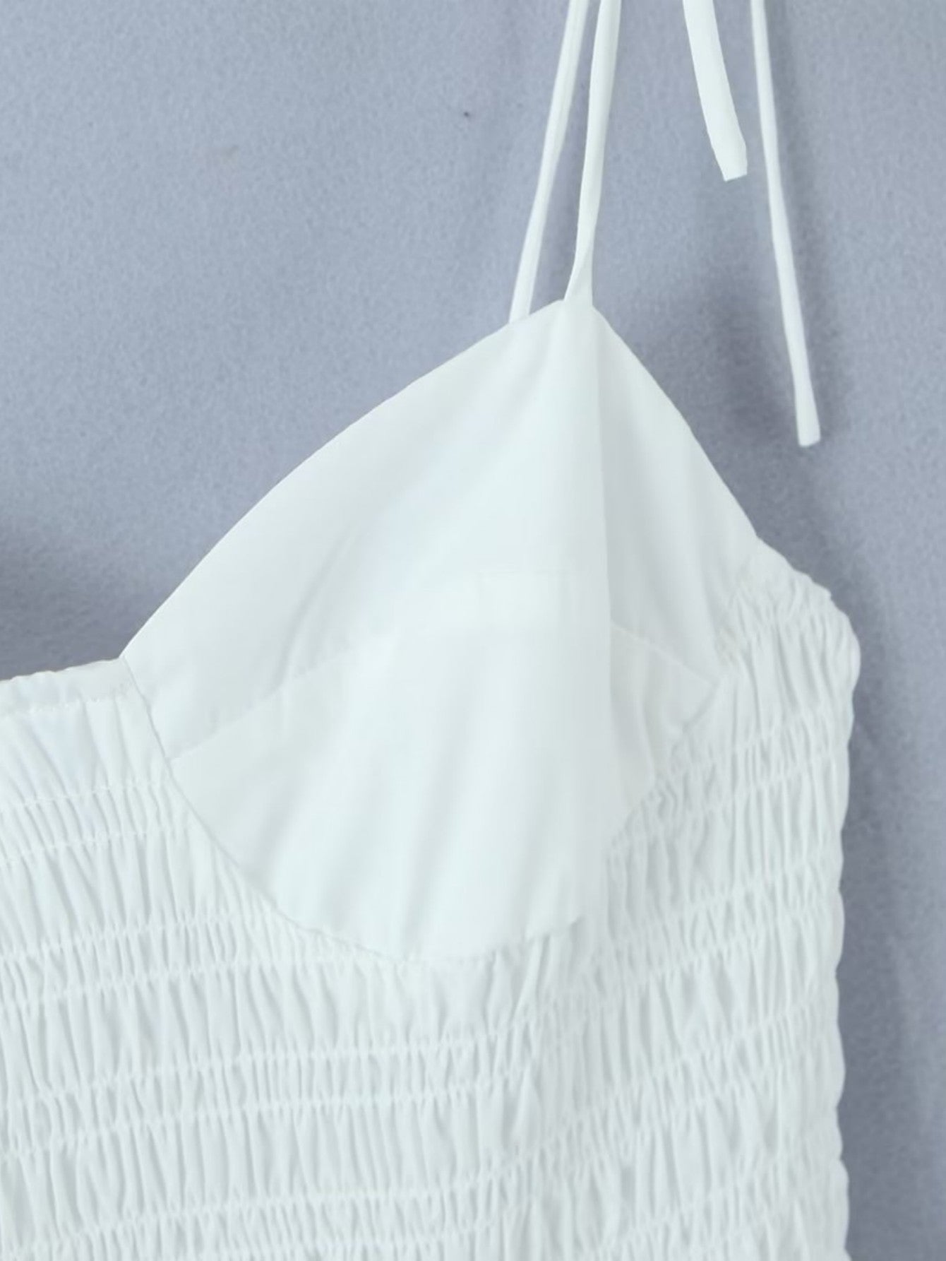 White V Neck Simple Short Graduation Sundress - Fashionpara