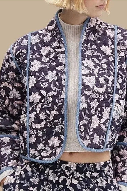 Floral Reversible Thick Padded Coat for All-Season Comfort