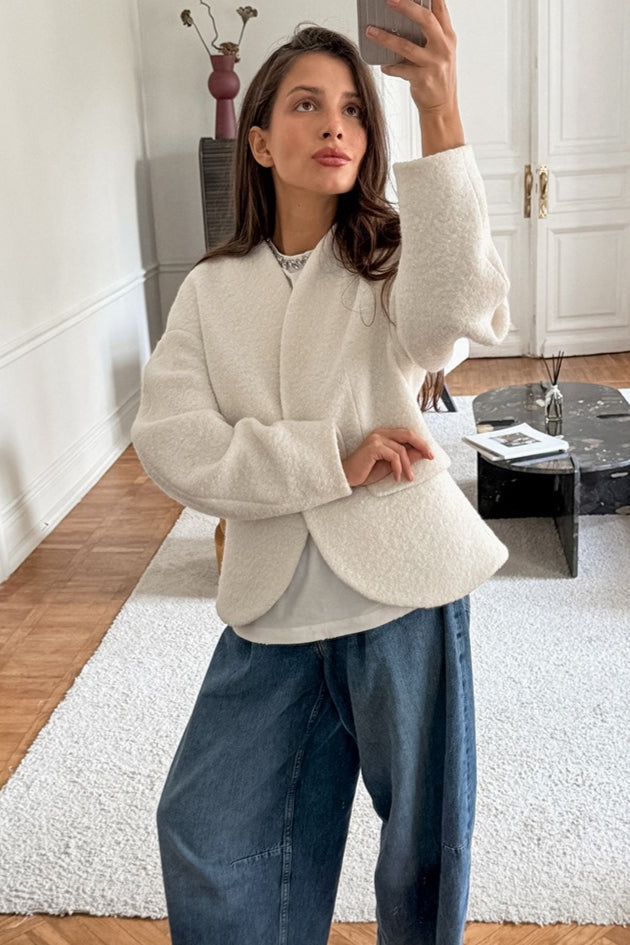 Textured Cocoon Sleeve Blazer