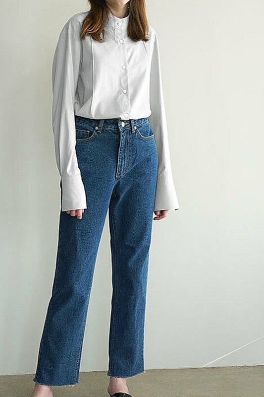 Cotton Bow Tie Collar Blouse