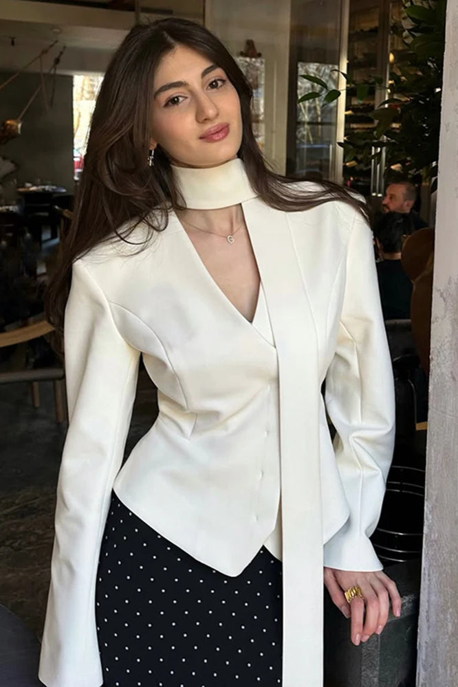 Elegant V-Neck Office Blazer