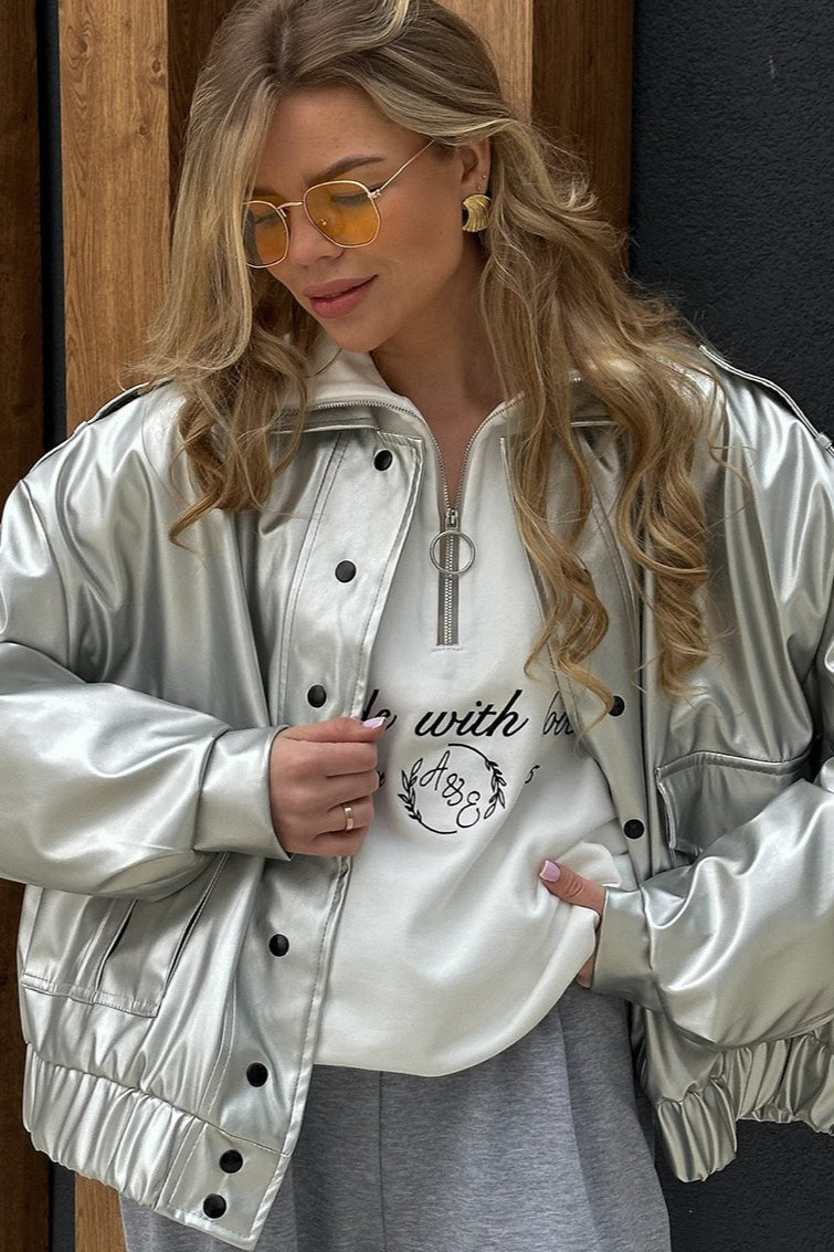 Oversized Long Sleeve Leather Jacket 3