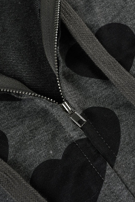 Heart Print Slim Fit Hoodie - Fashionpara