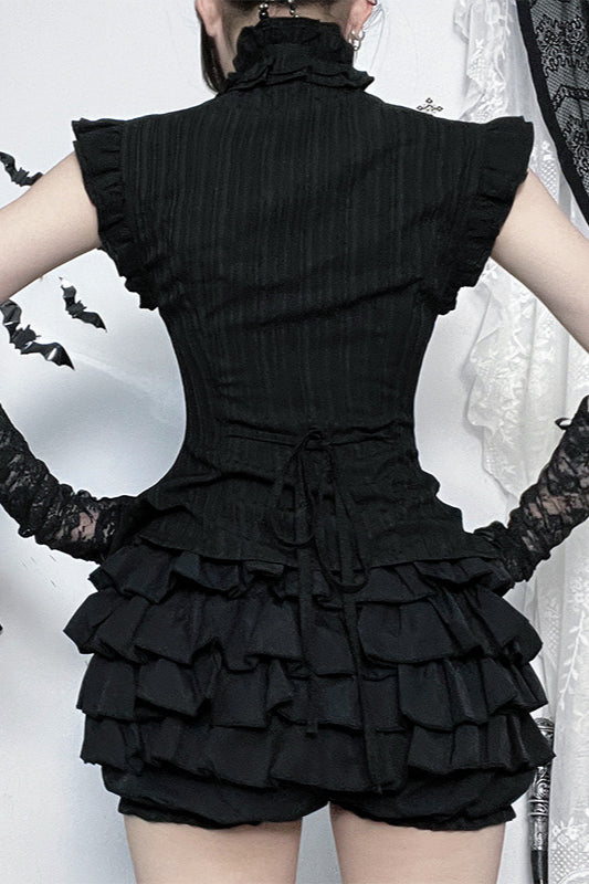 Vintage Off-Shoulder Ruffle Blouse