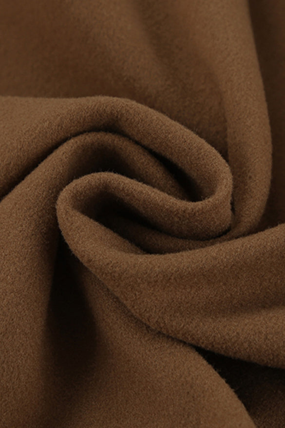 Elegant Melange Brown Wool Coat with Stand Collar Design