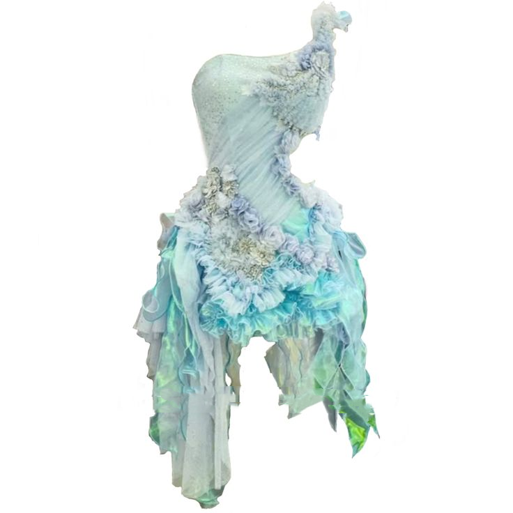 Elegant Blue One Shoulder Tulle Flowers Short Prom Dress Formal 8th Grade Homecoming Dress D424