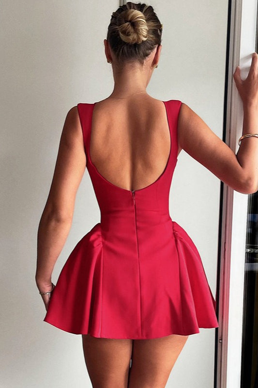 Solid Sleeveless Backless Bodycon Cocktail Dress - View 9