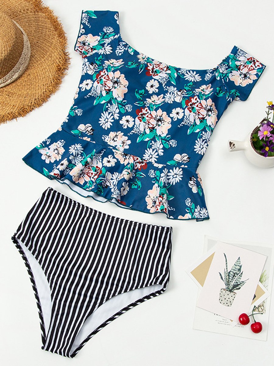 Dania Floral Colorblock Tankini Swimsuit - Fashionpara
