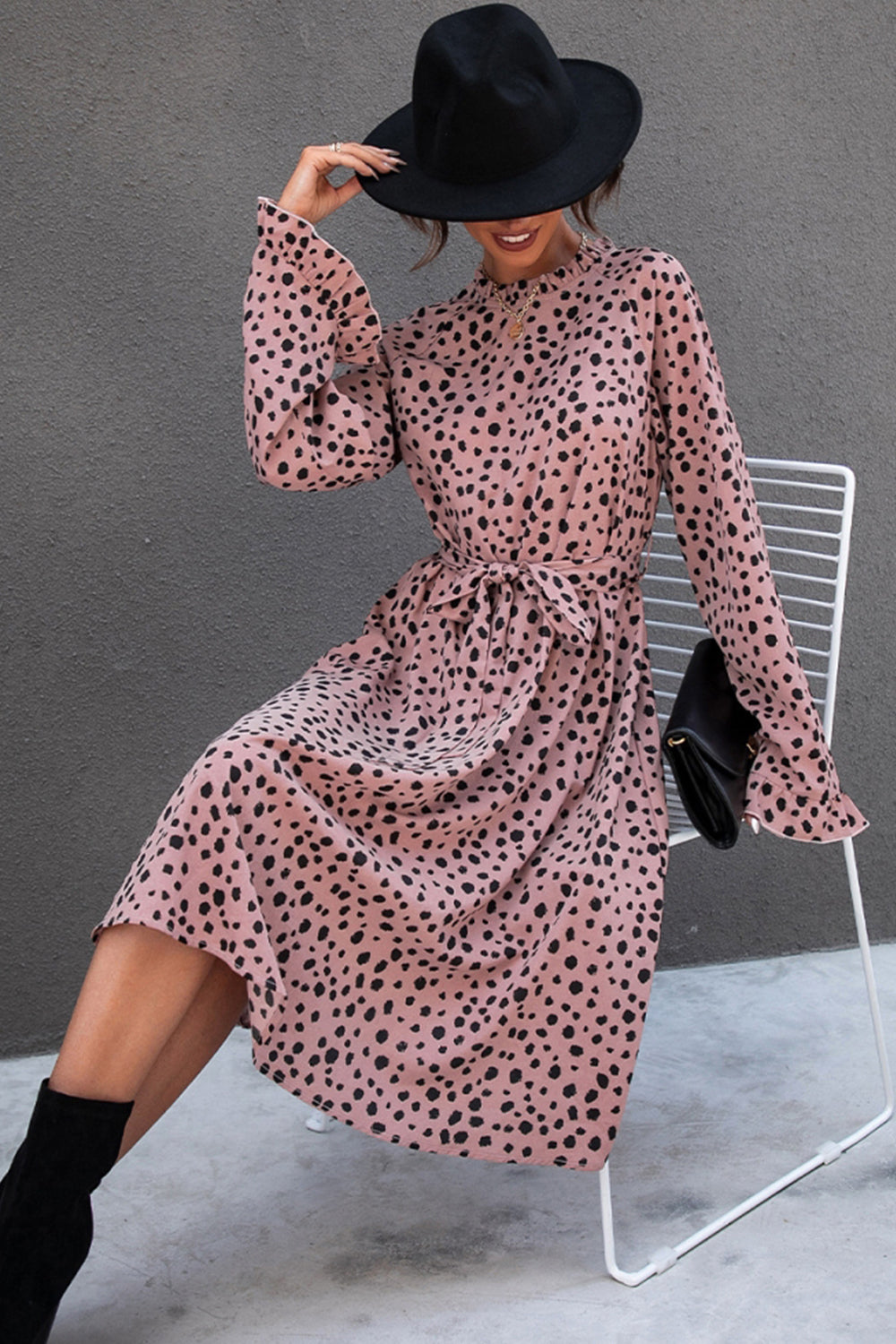 Long-Sleeved Printed Dress - Fashionpara