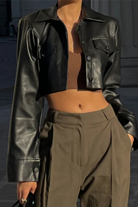Grunge Style Faux Leather Jacket