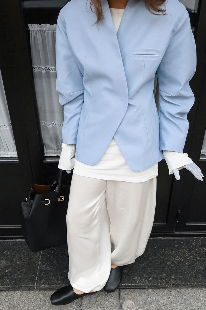 Street Casual Blue Blazer Coat