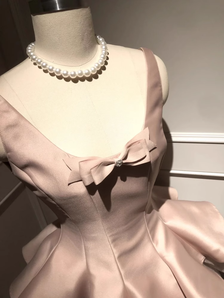 Sweet Pink Satin A Line Short Birthday Dress Homecoming Dress S213