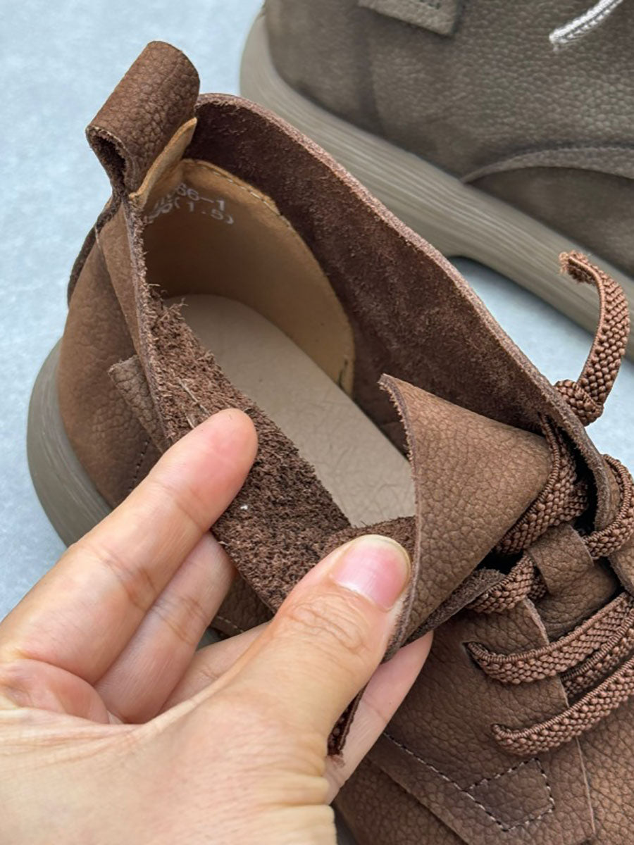 Vintage Genuine Leather Strap Low Heel Boots