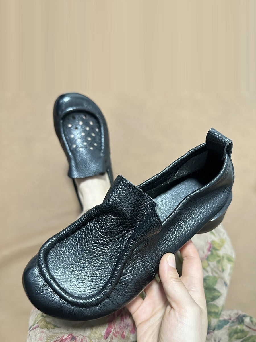 Retro Soft Genuine Leather Low Heel Shoes