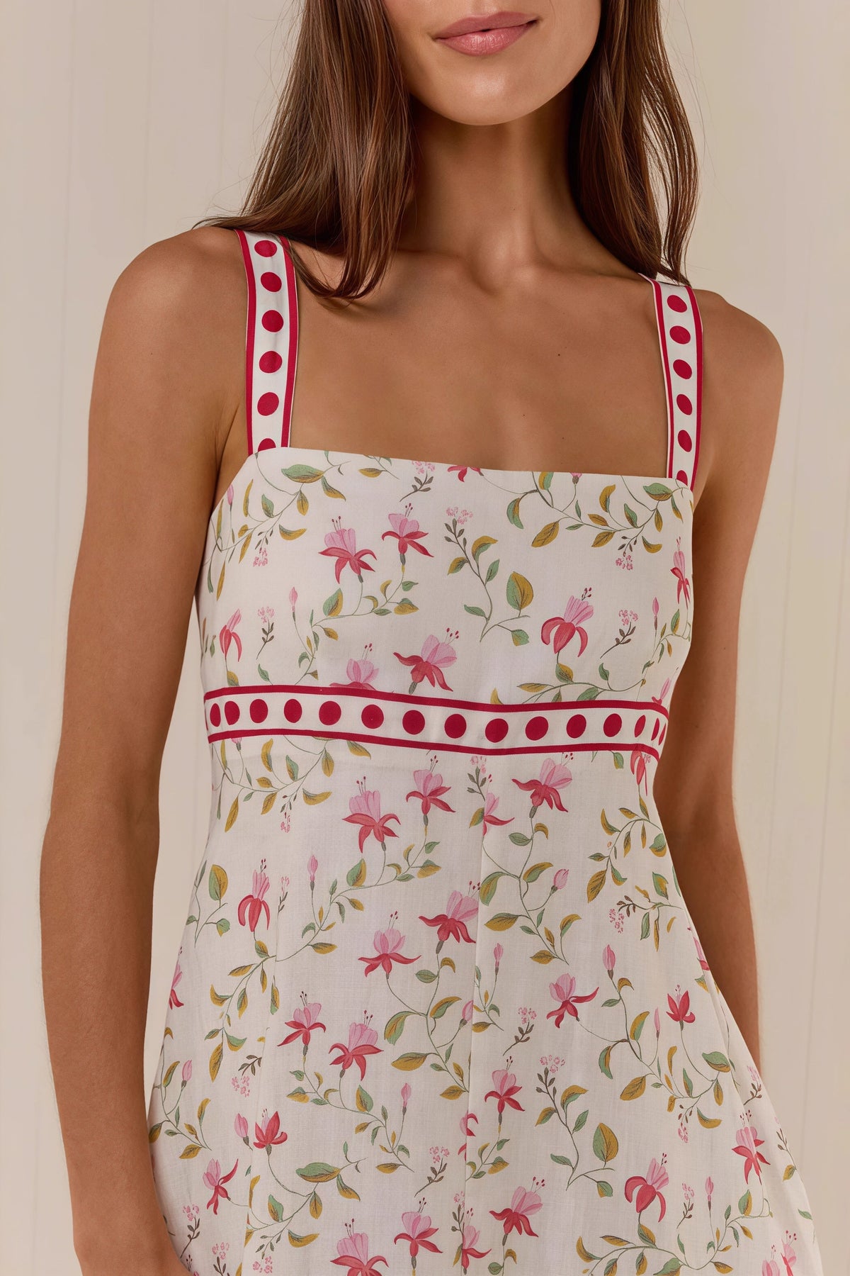 Floral Print Square Neck A-Line Maxi Dress 3