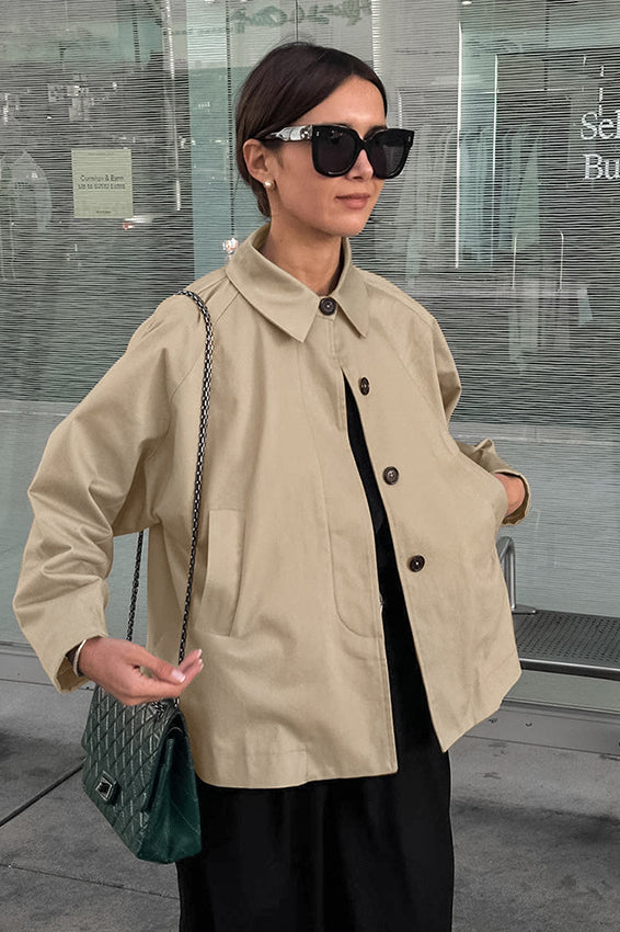 Stylish French Khaki Utility Trench Coat for All Seasons