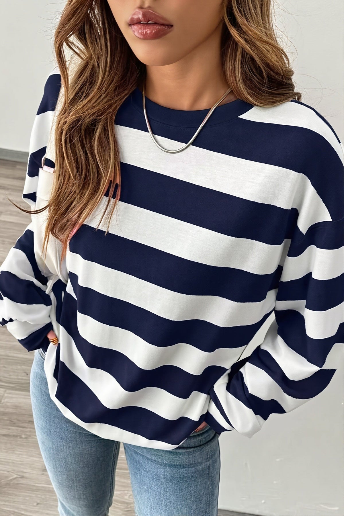 Wide Stripe Relaxed Long Sleeve Tee