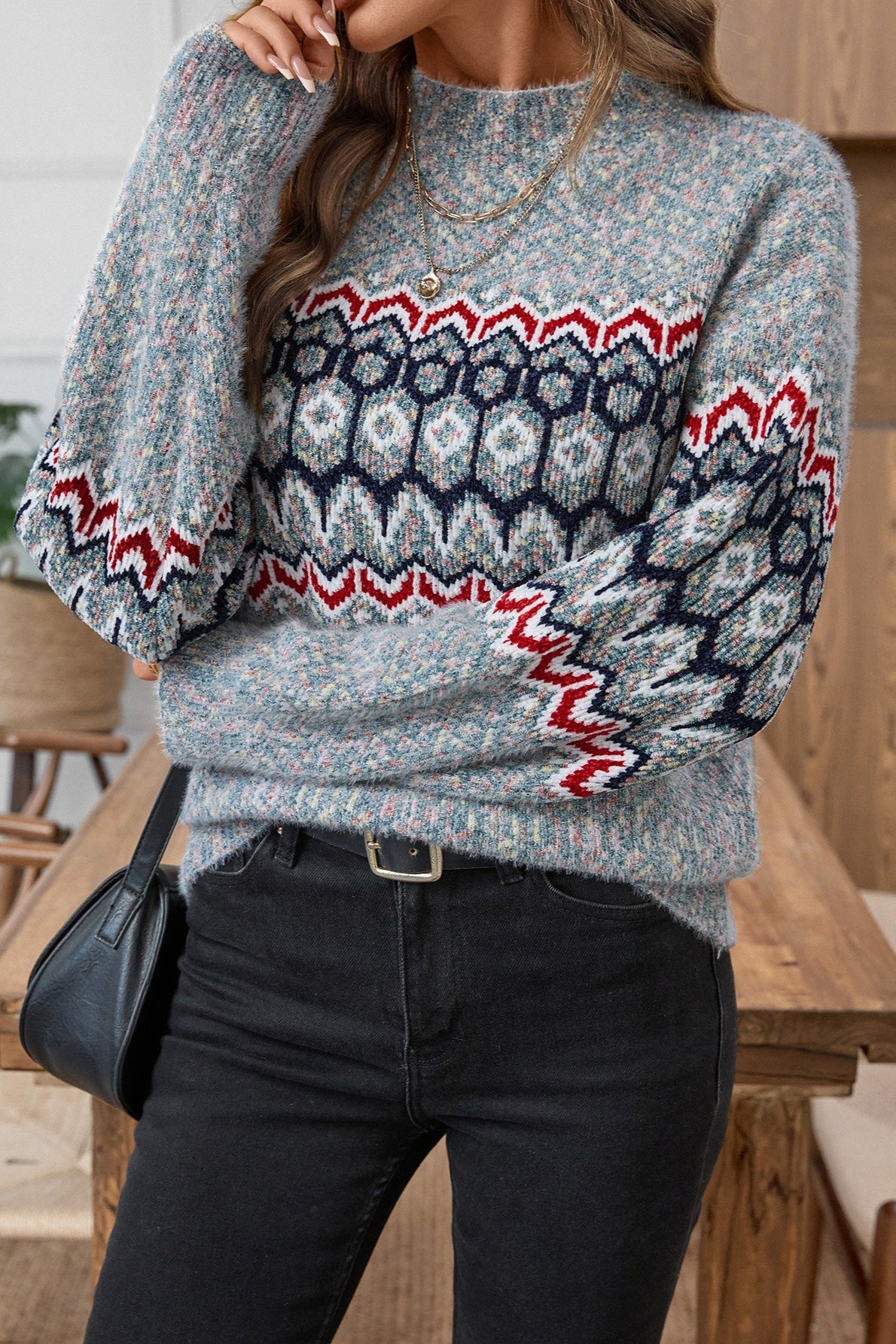 Chenille Knit Pullover Sweater