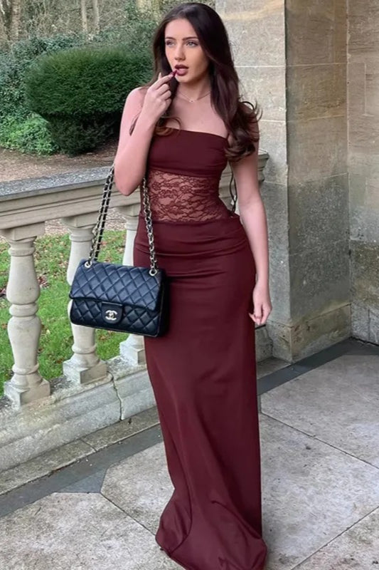Lace Spaghetti Strap Maxi Dress - View 3