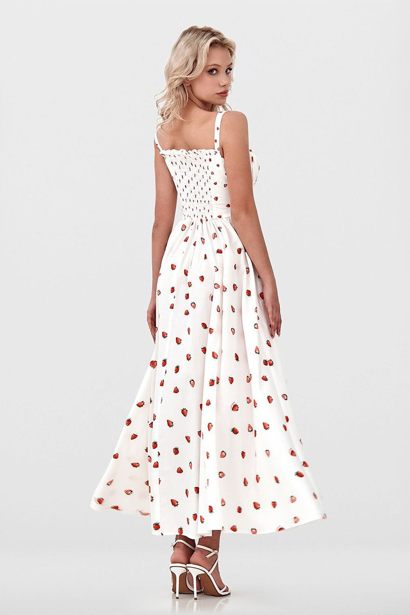 Lemon Print Off Shoulder Corset High Split Maxi Dress 16