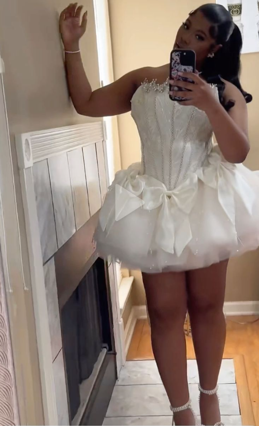 White Birthday Outfit Short Evening Dress Cocktail Dresses Short Party Dress Homecoming Dress - Fashionpara