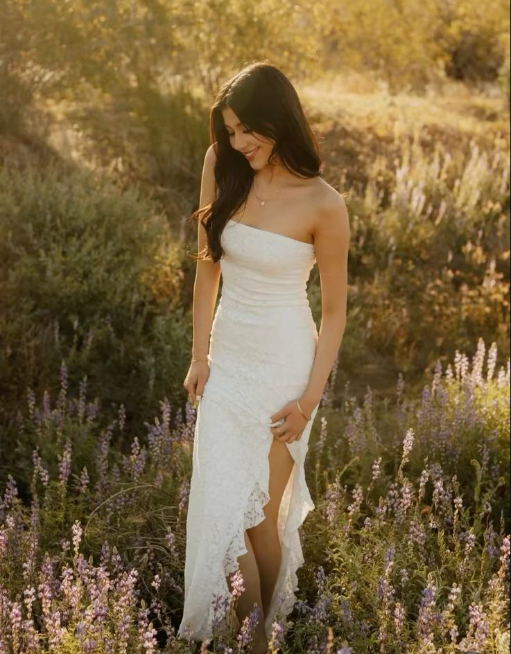 White Lace Party Dress Long Evening Dress Princess Wedding Dress