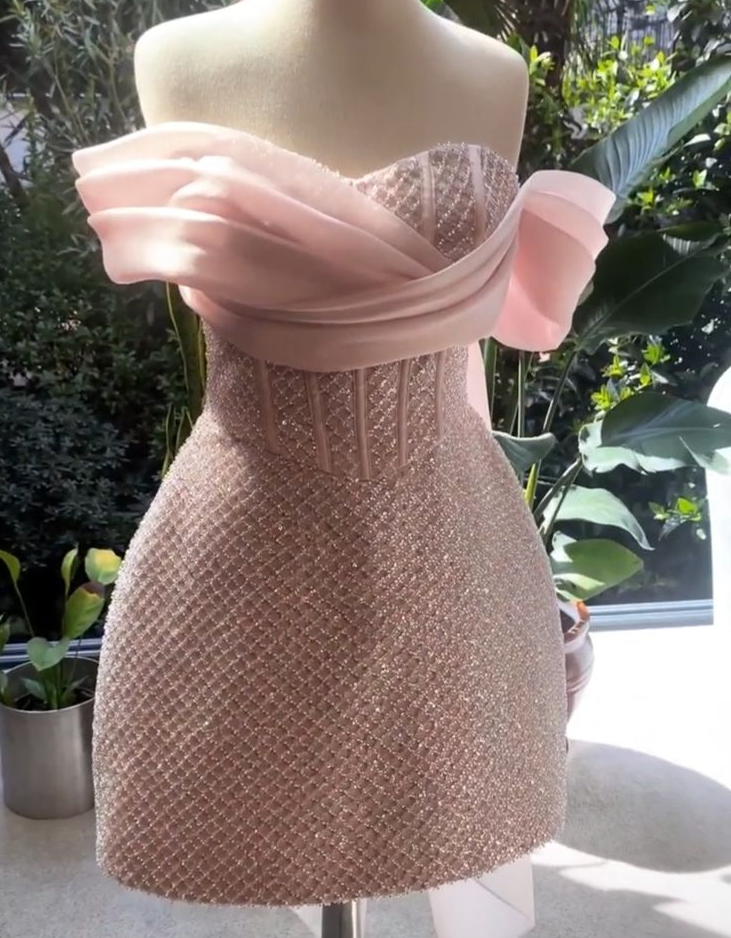 Pink Short Prom Dress Birthday Party Dress Homecoming Dress - Fashionpara