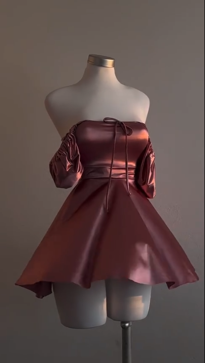 A Line Dusty Pink Simple Short Prom Dress Birthday Party Dress Homecoming Dress - Fashionpara