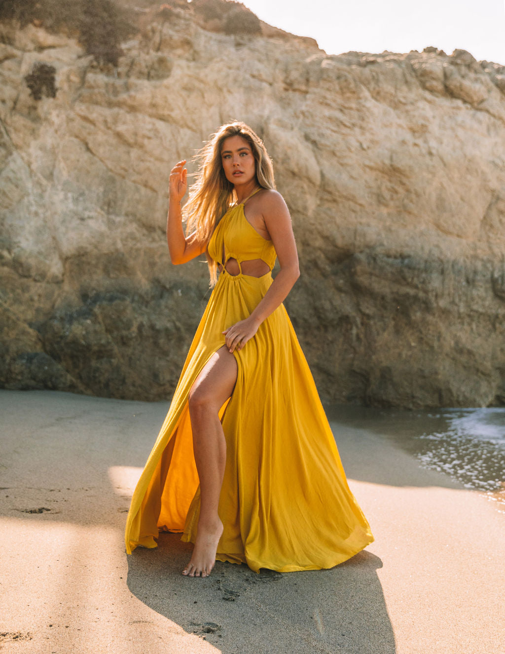 Halter Neck Cut-Out High Slit Maxi Dress 7