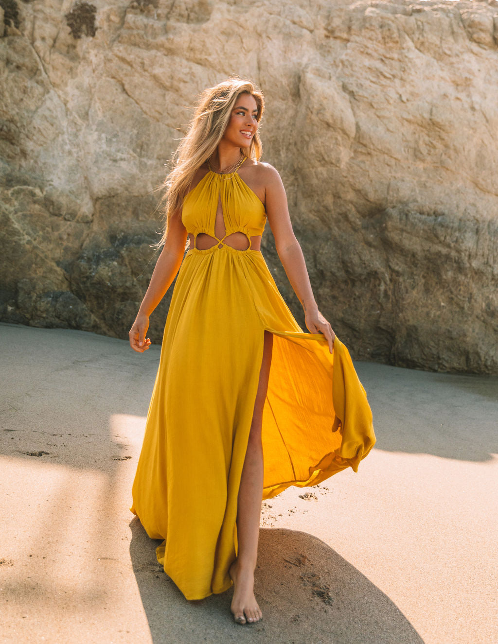 Halter Neck Cut-Out High Slit Maxi Dress 9