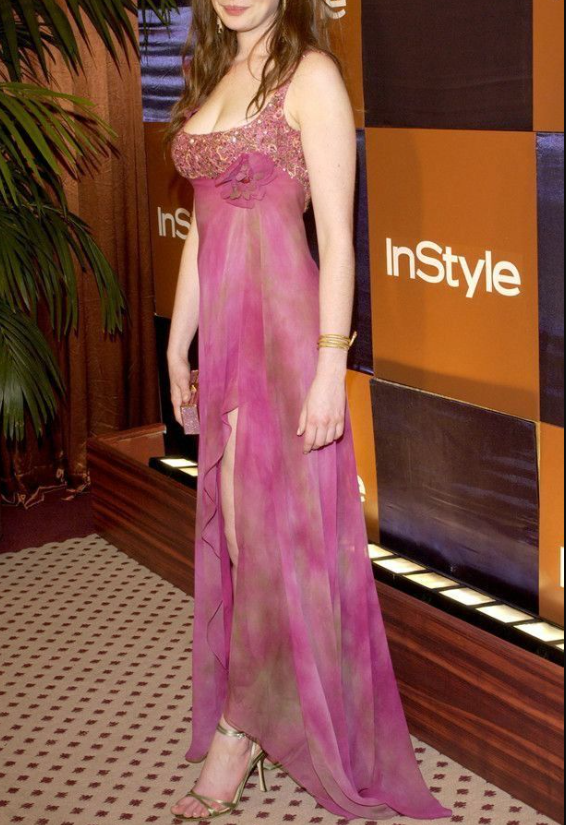 Vintage Hot Pink Chiffon Beaded High Slit Ruffles Party Dress Mermaid Long Evening Gowns D950