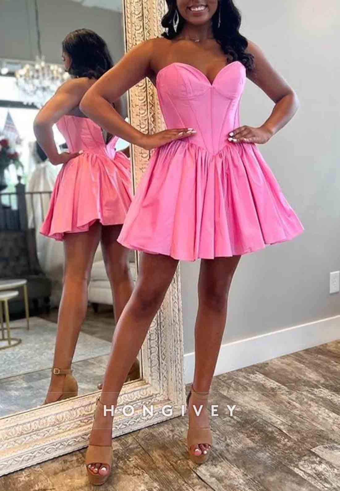 Simple Sweetheart Pleated Sleeveless A-Line Short Homecoming Dresses