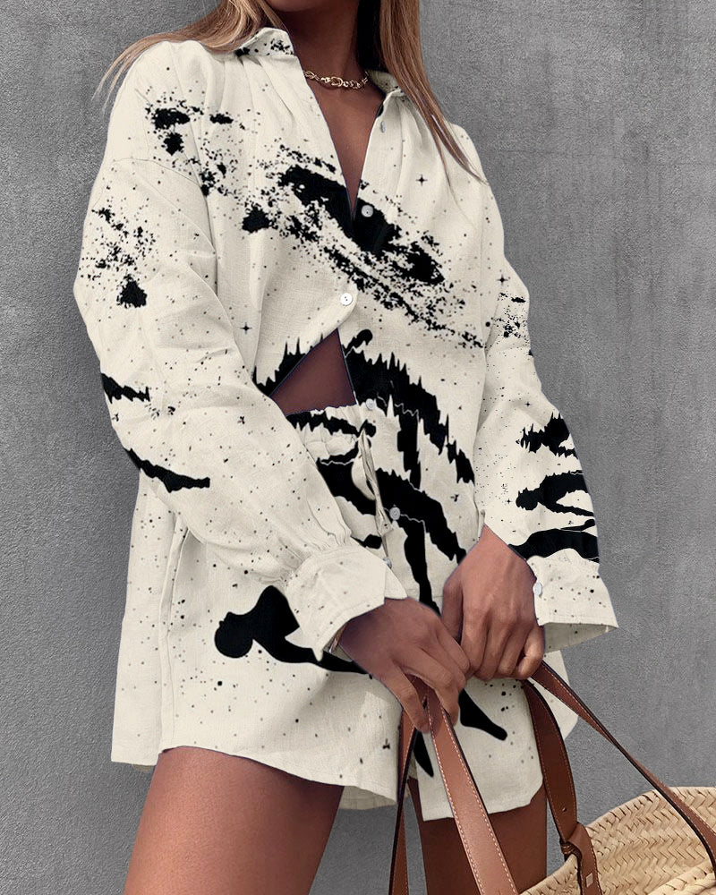 Strange Planet Print Casual Two-piece Set - Fashionpara