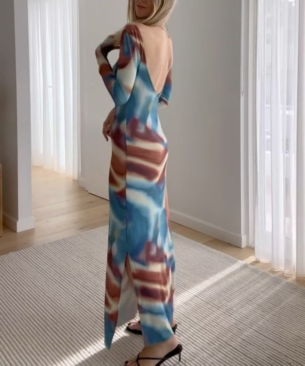Fantastic Mixed Color Print Maxi Dress - Fashionpara