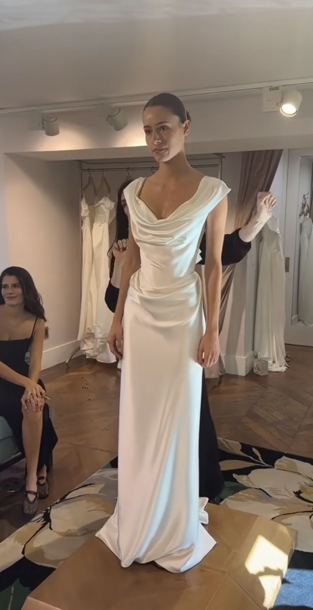 Sexy Sheath Off The Shoulder Satin Long Wedding Dresses