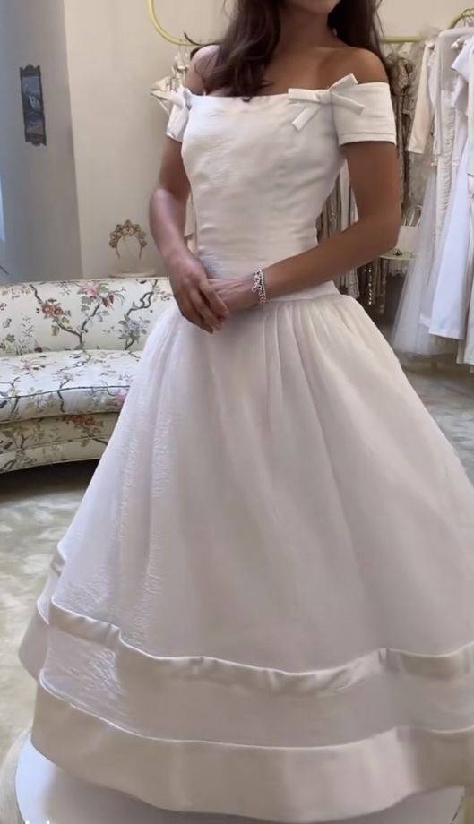 A Line Off Shoulder Long Wedding Dress Simple Bridal Dresses
