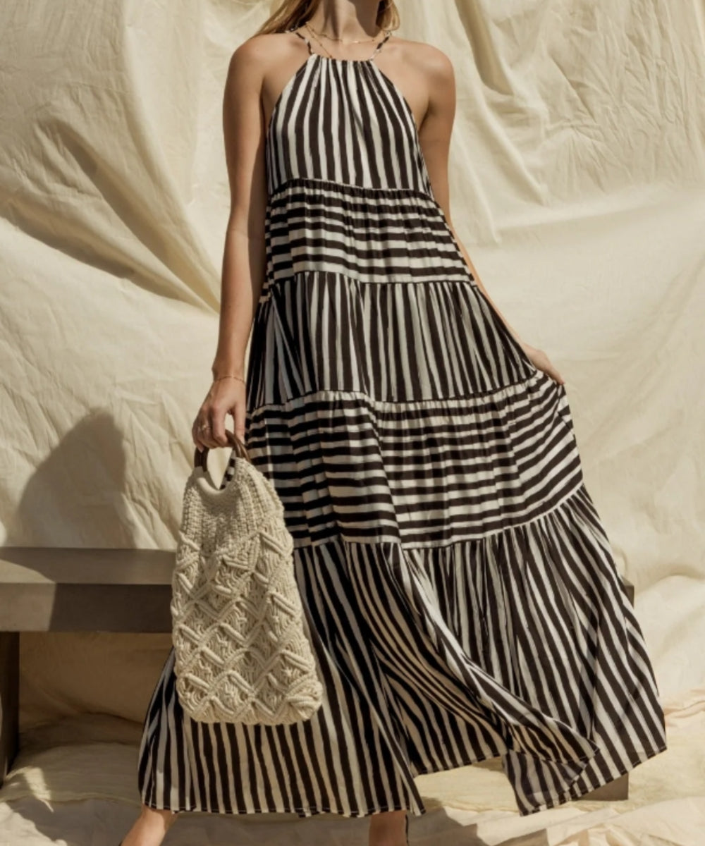 Artistic Zebra Stripes Print Maxi Dress - Fashionpara