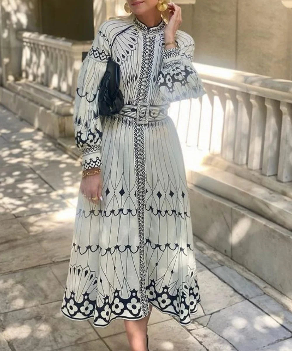 Holiday Boho Border Printed Maxi Dress - Fashionpara