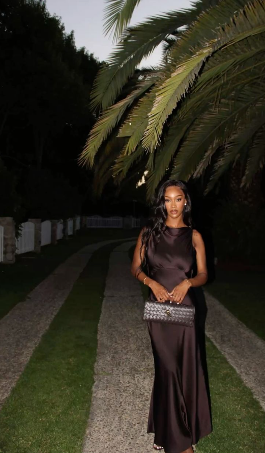 Sexy Sleeveless Satin Mermaid Brown Long Party Dress Prom Gown D1109