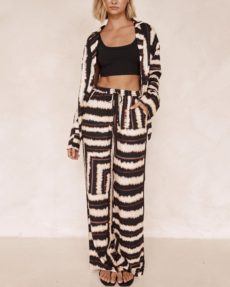 Irregular printed casual two-piece set - Fashionpara