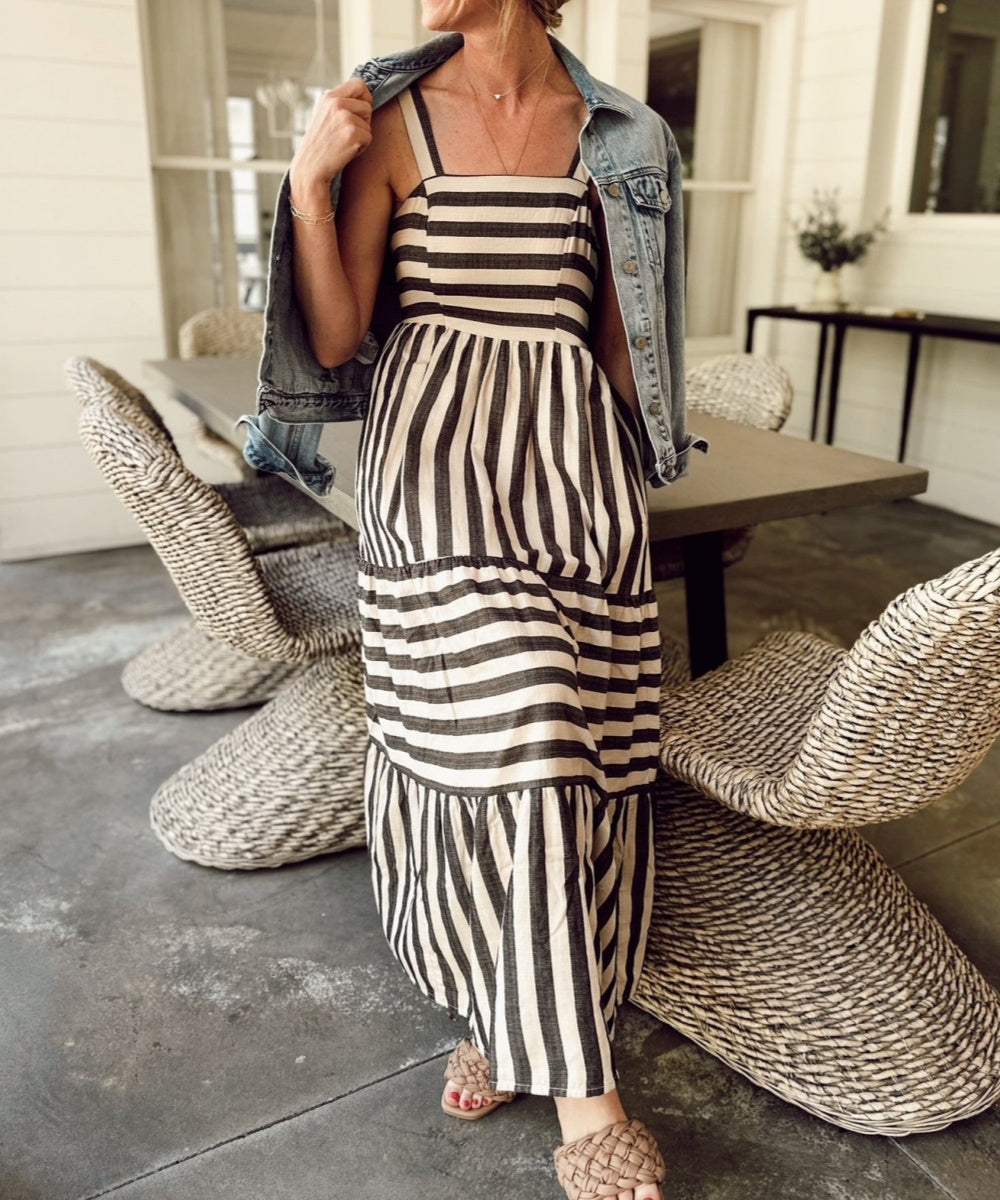 Casual Zebra Stripe Dress - Fashionpara
