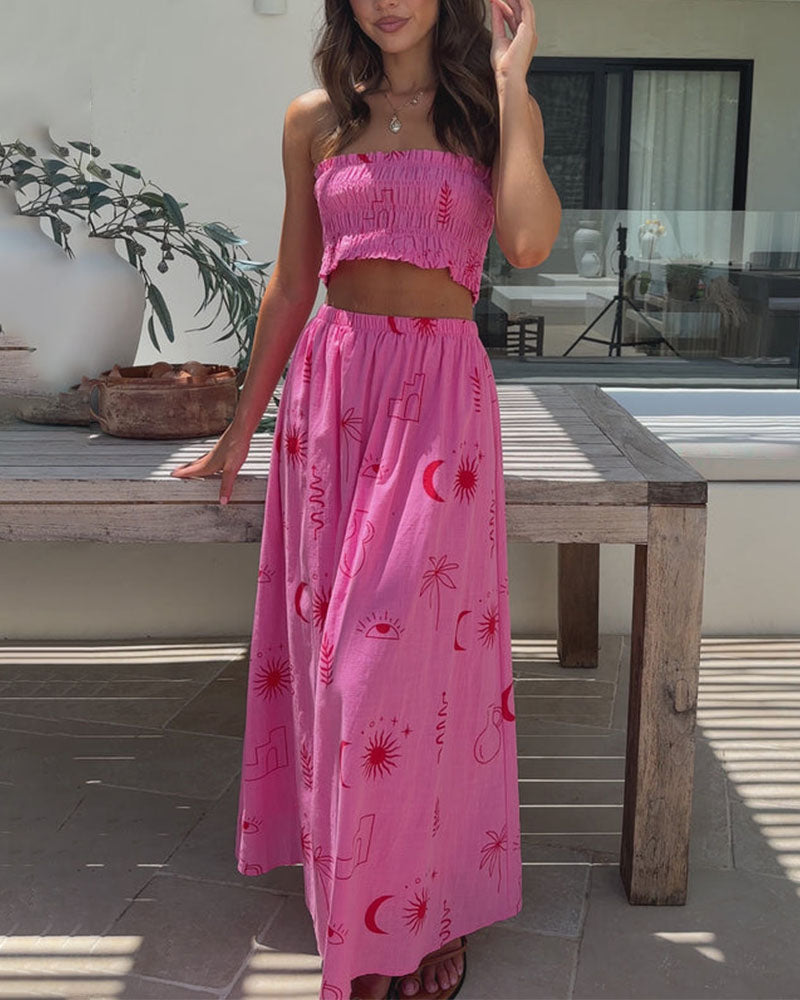 Playful bandeau printed two-piece set - Fashionpara