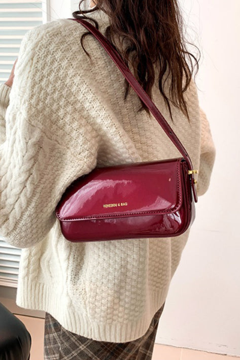 Red Patent Leather Square Mini Bag Shoulder Underarm Crossbody Bag