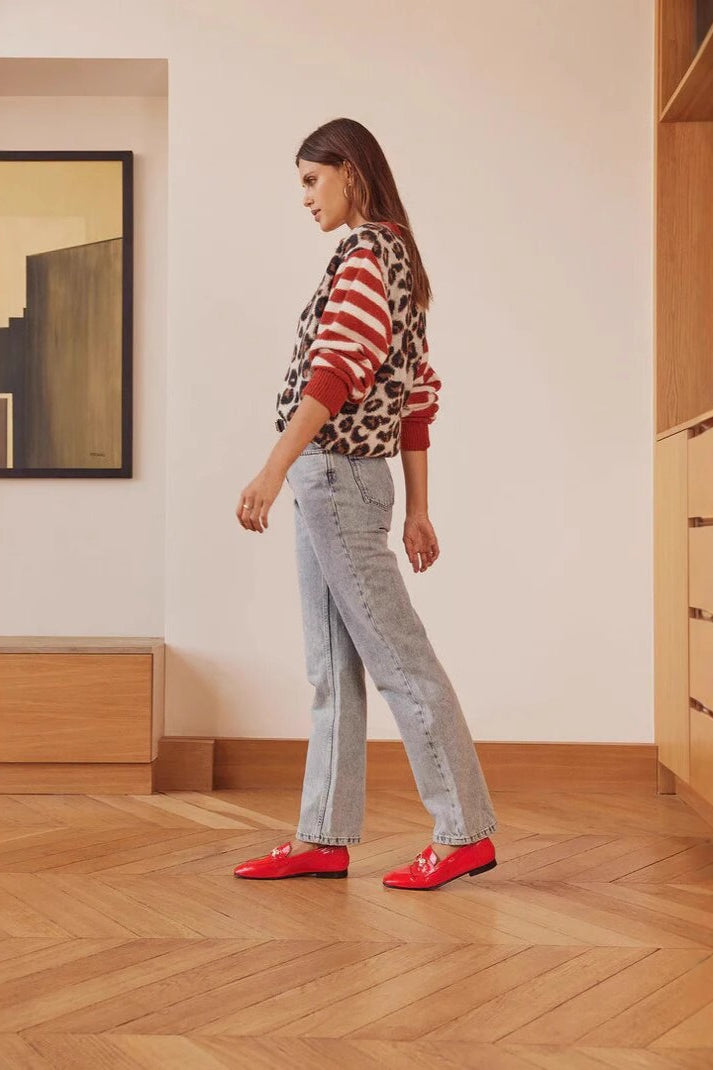 Chic Leopard Print Contrast Cardigan for Effortless Style - Fashionpara