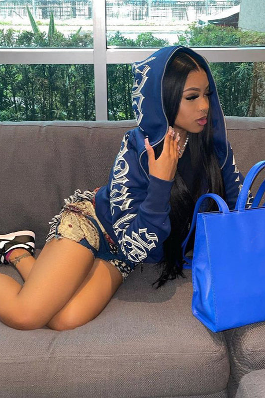 Letter Print Drawstring Hoodie