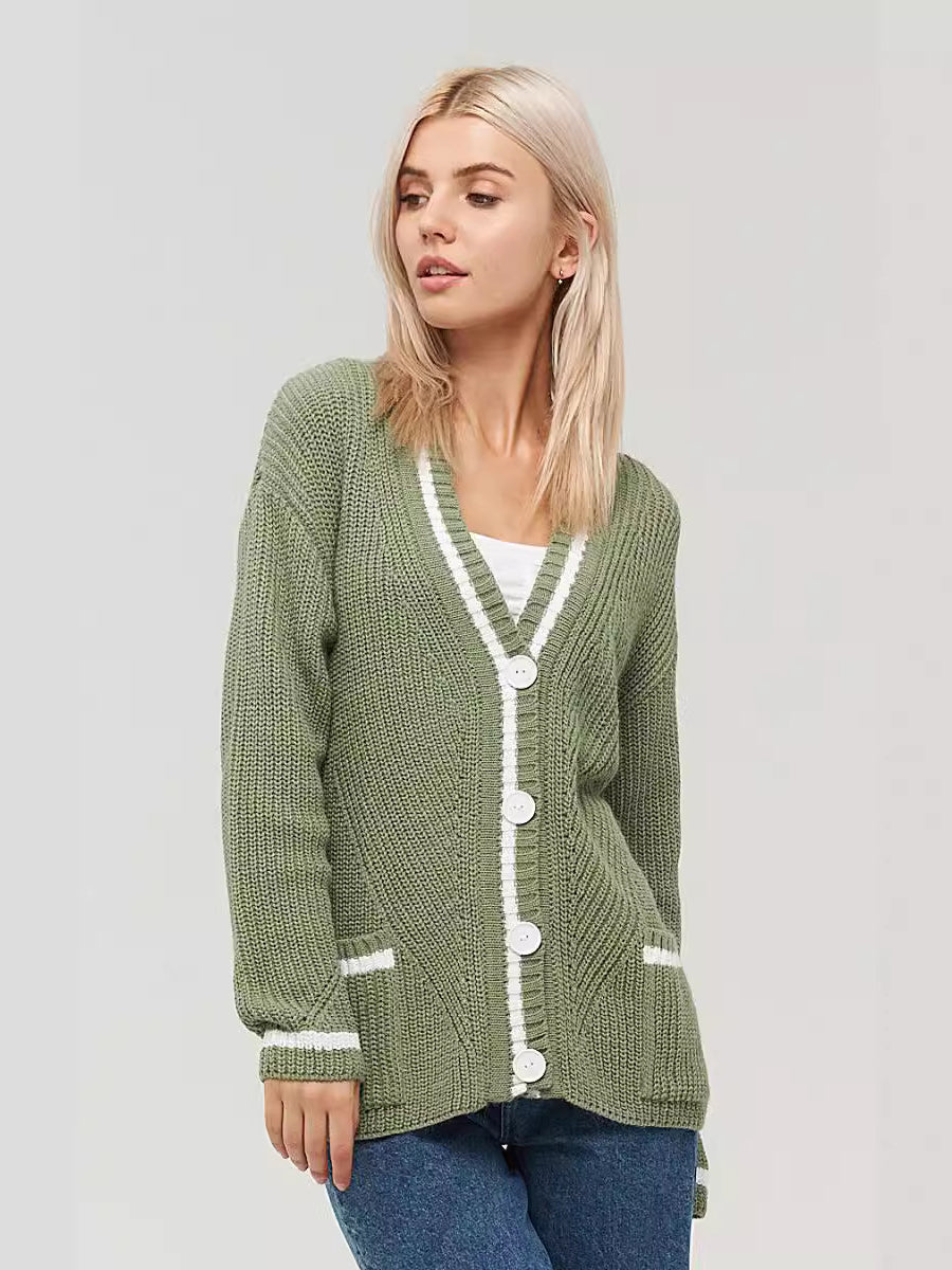 Sophisticated Colorblock Knit Cardigan for Stylish Layering