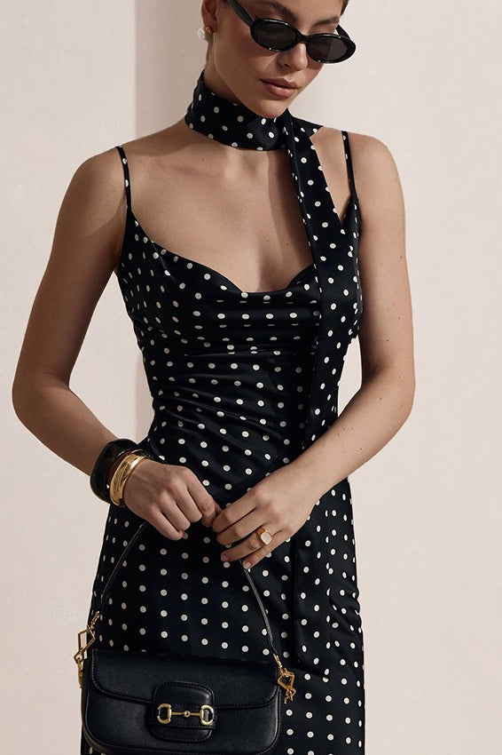Spaghetti Strap Polka Dot Maxi Dress - Fashionpara