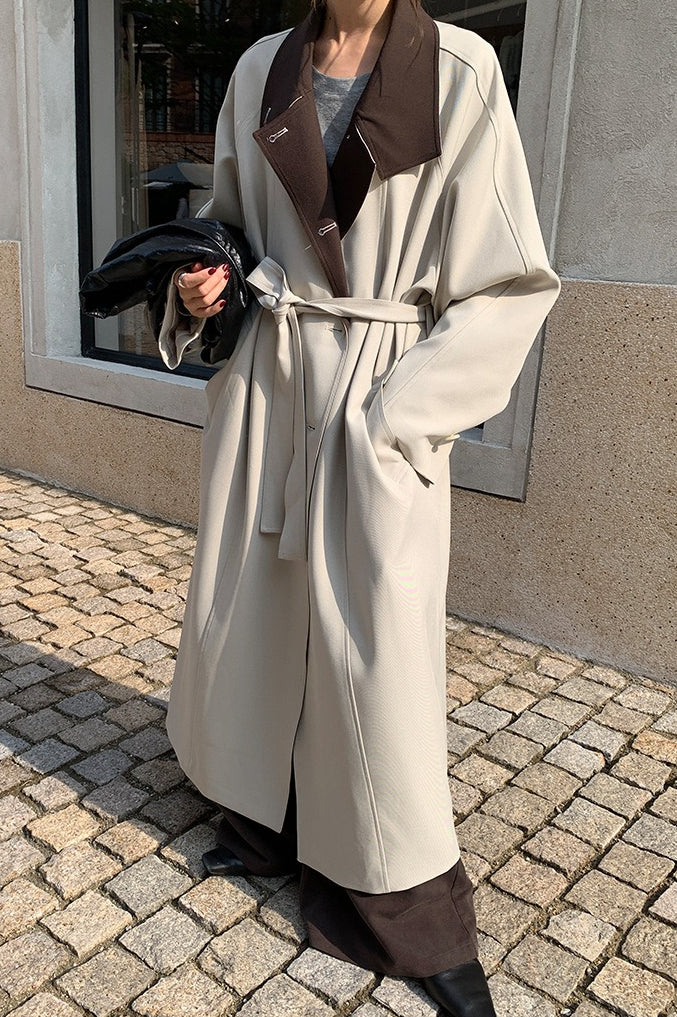 PrincessAce British Style Long Overcoat with Contrast Collar
