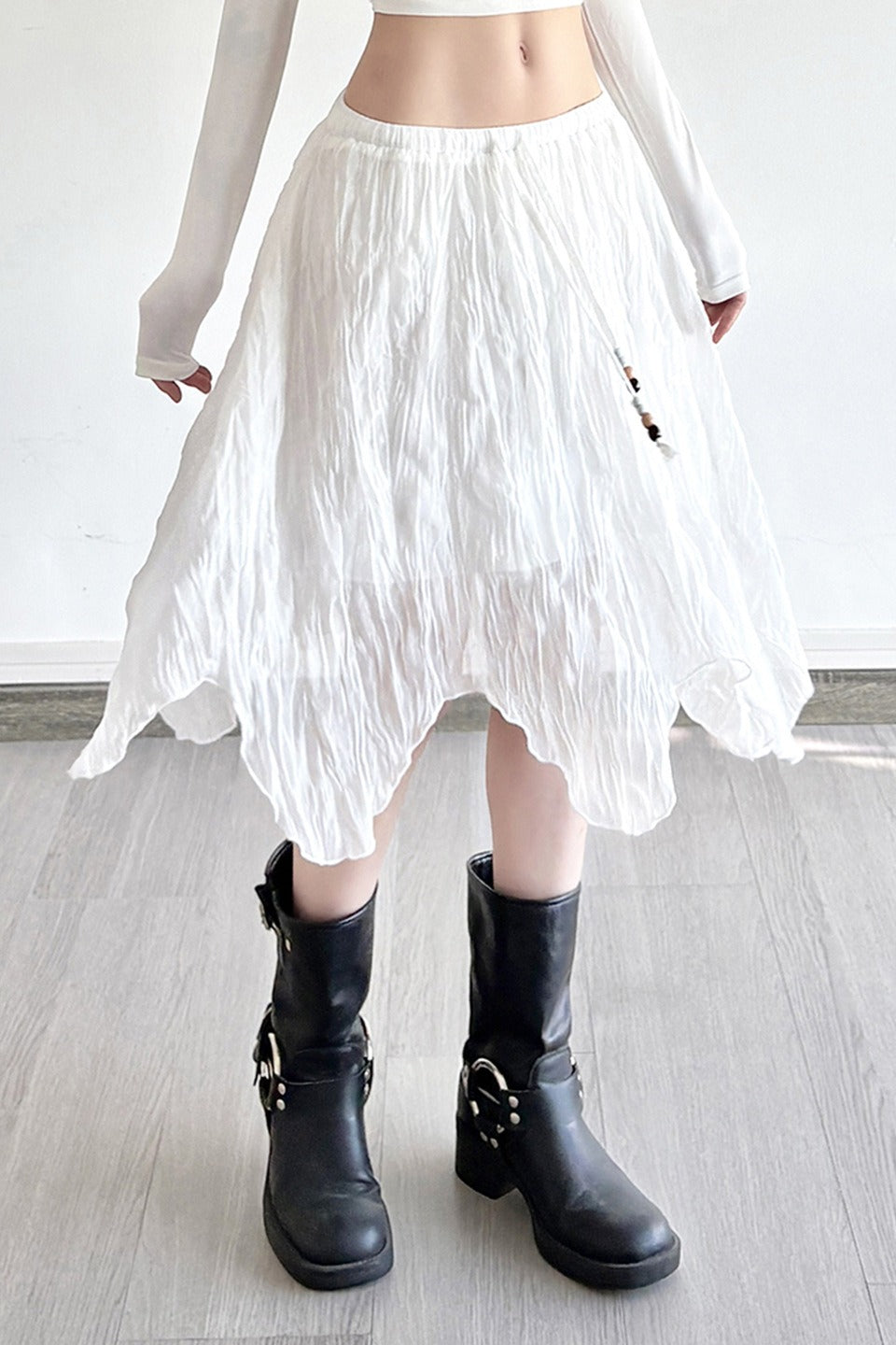 Beaded Asymmetrical Mini Skirt